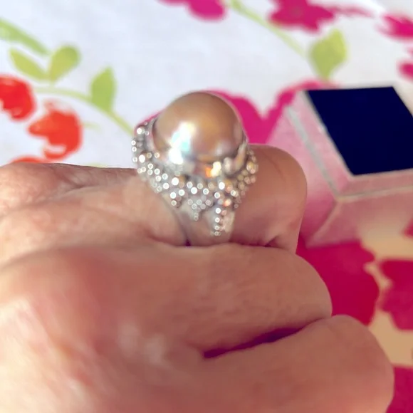 Stephen Dweck Mabe Pearl Ring SS Sz 7 Signed 925 Has 1 Minor Crack Still Gour!! - Picture 15 of 16